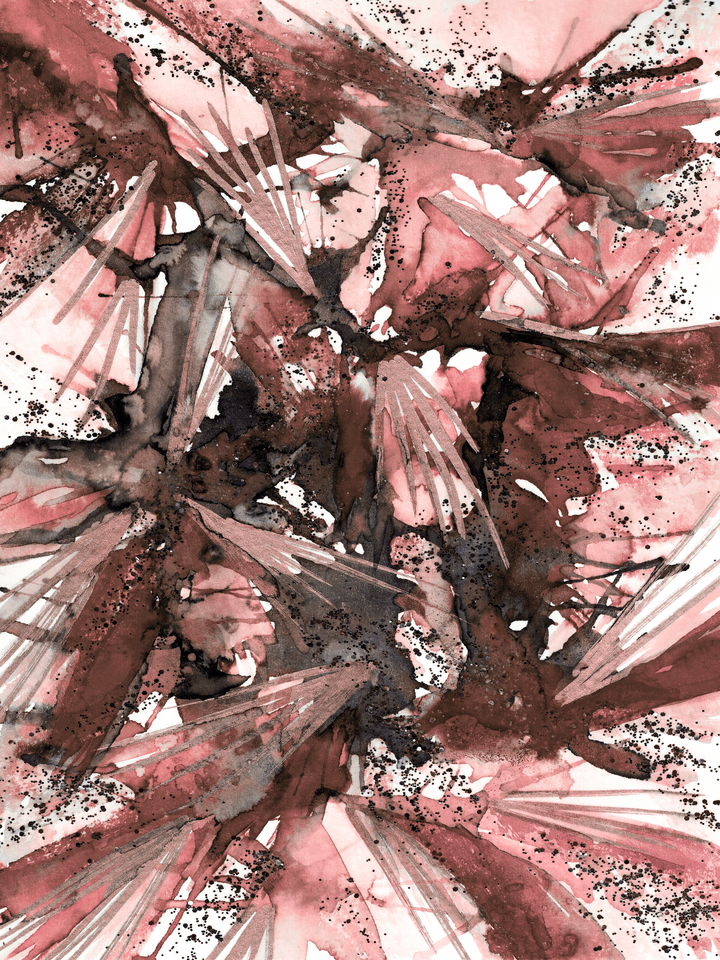 BIRDS OF PREY RUST BLUSH - ABSTRACT ORGANIC WATERCOLOR PAINTING