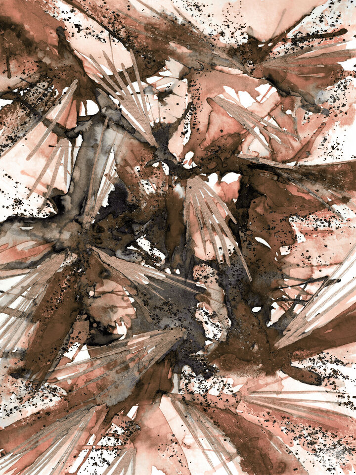 BIRDS OF PREY PEACH RUST - ABSTRACT ORGANIC WATERCOLOR PAINTING