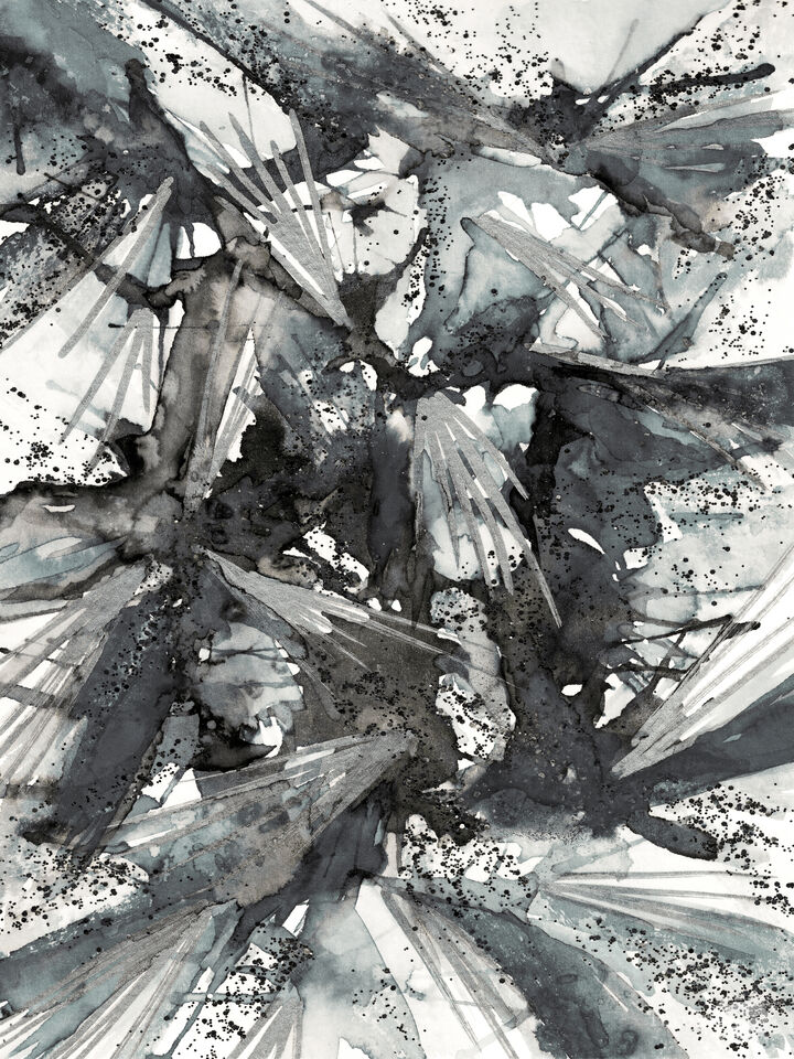BIRDS OF PREY GREYSCALE - ABSTRACT ORGANIC WATERCOLOR PAINTING