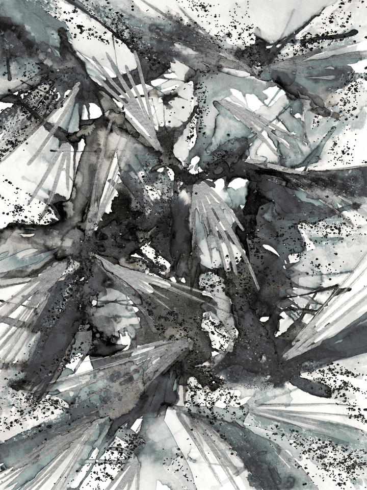 BIRDS OF PREY GREYSCALE - ABSTRACT ORGANIC WATERCOLOR PAINTING