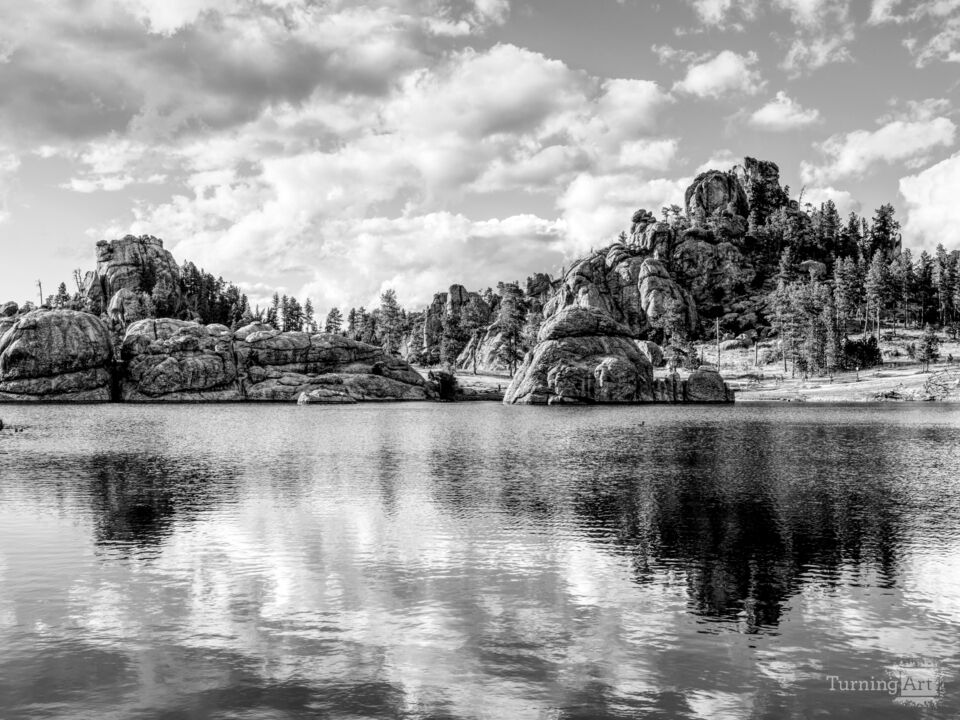 Sylvan Lake Evening Reflections Grayscale