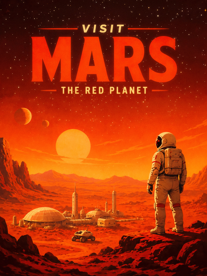 Visit Mars Travel Poster