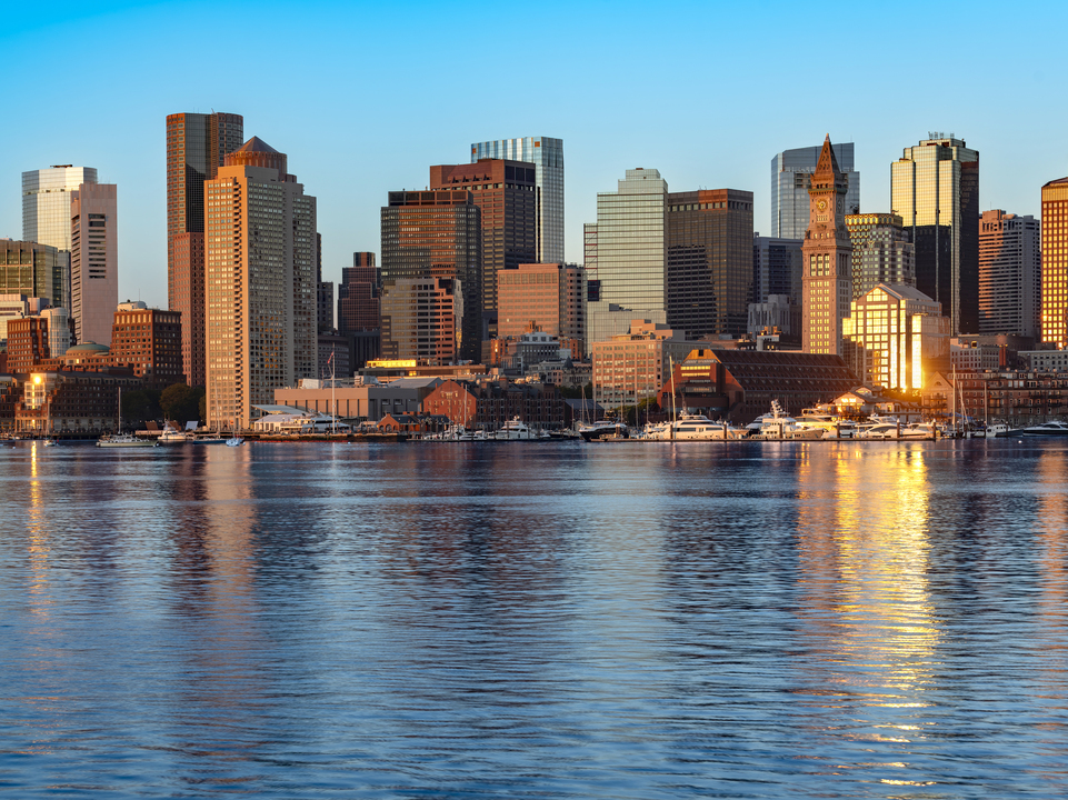 Boston skyline at sunrise