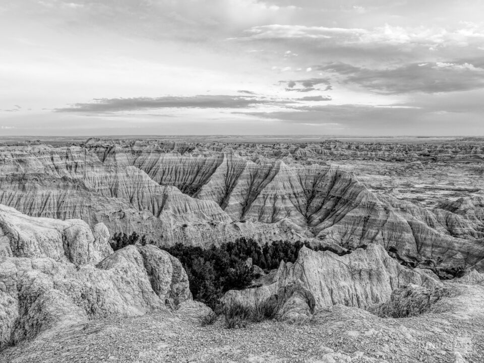 Badlands National Park Magic Hour Grayscale
