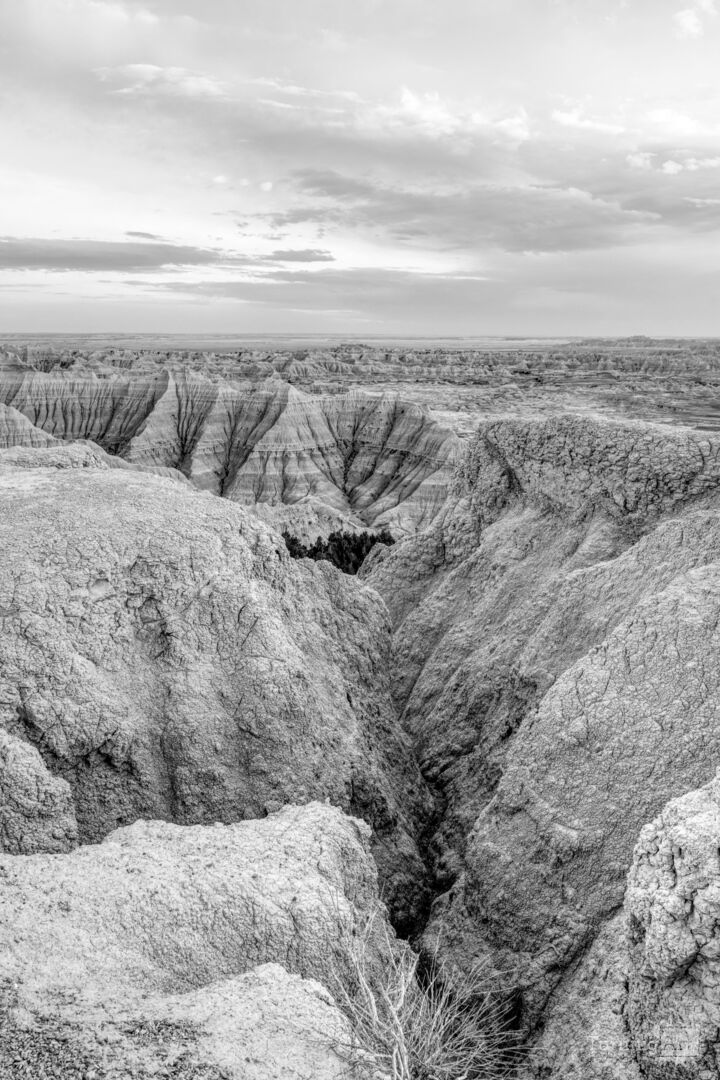 Badlands National Park Magic Hour Vertical Grayscale