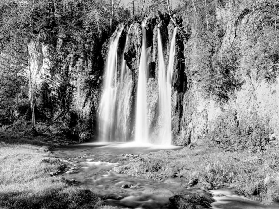 Spearfish Falls South Dakota Grayscale