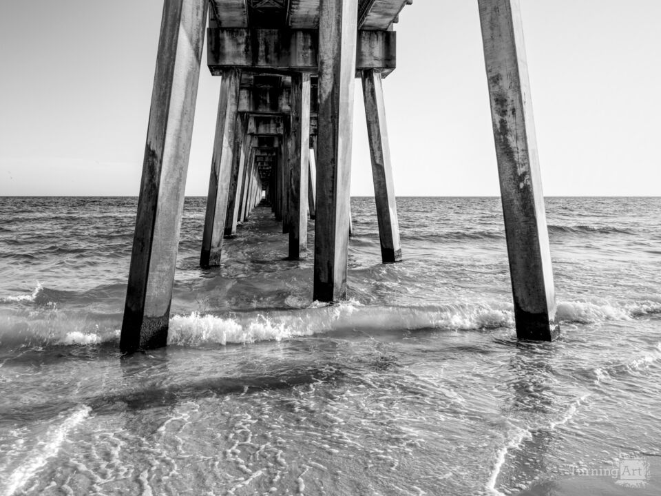 Panama City Beach Under MB Miller Pier Grayscale
