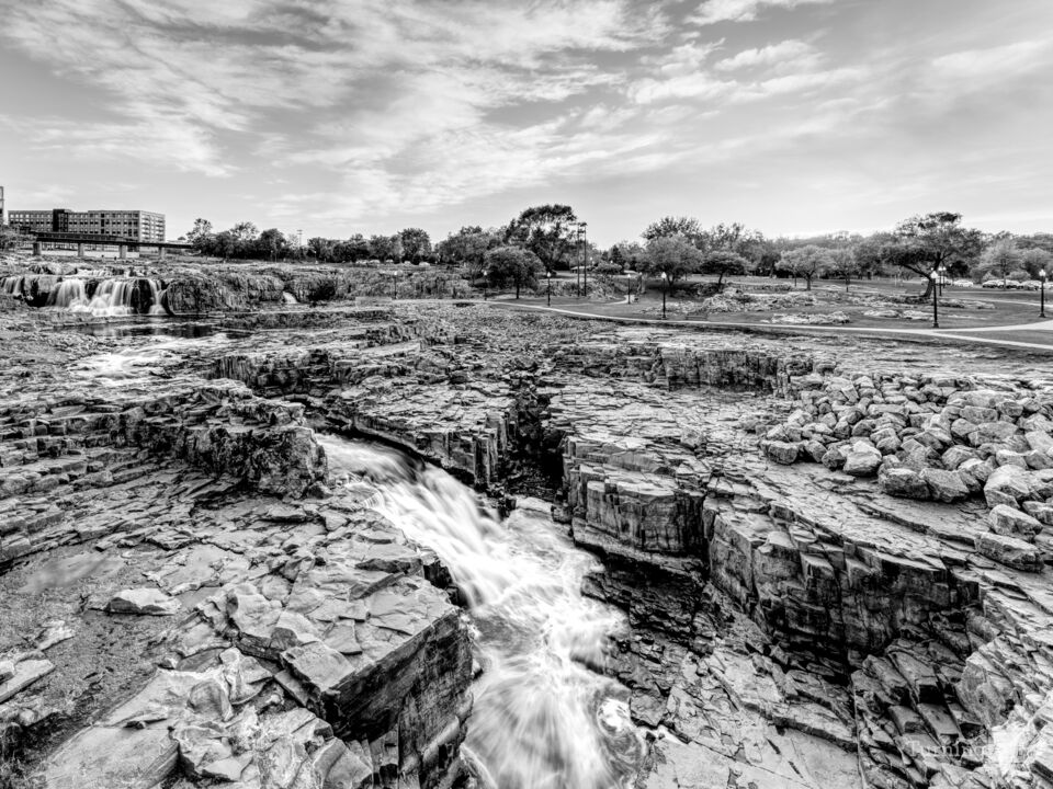 Falls Park Sioux Falls Sunset Grayscale