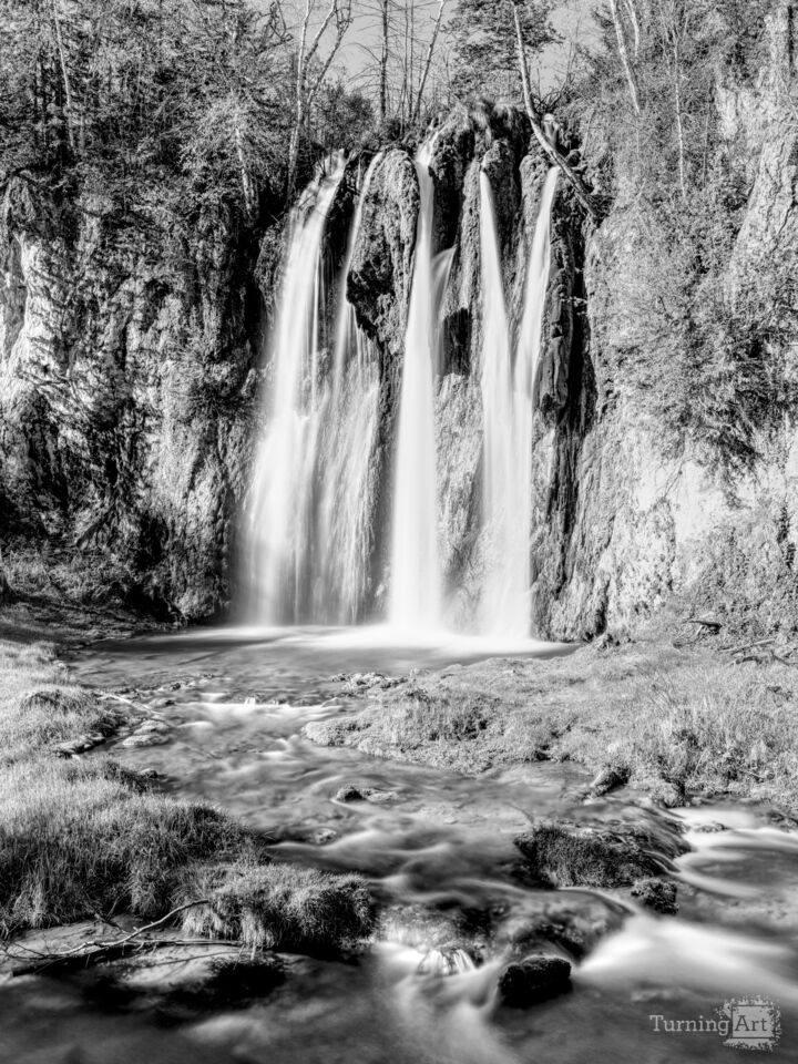 Spearfish Falls South Dakota Vertical Grayscale