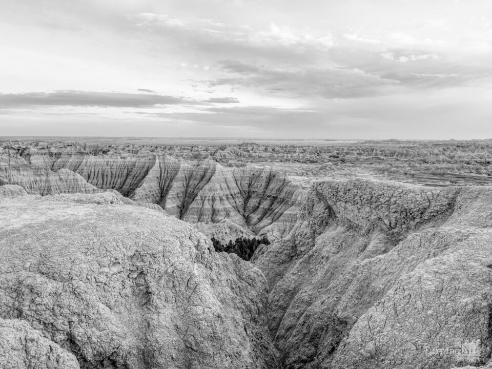 Badlands National Park Pinnacles After Sunset Grayscale