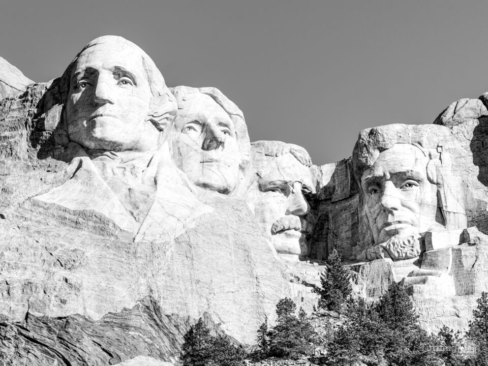 Mount Rushmore Grayscale
