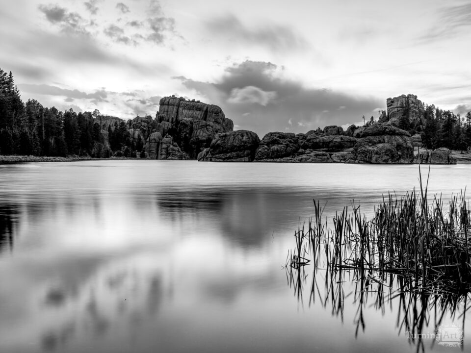 Sylvan Lake Blue Hour Serenity Grayscale