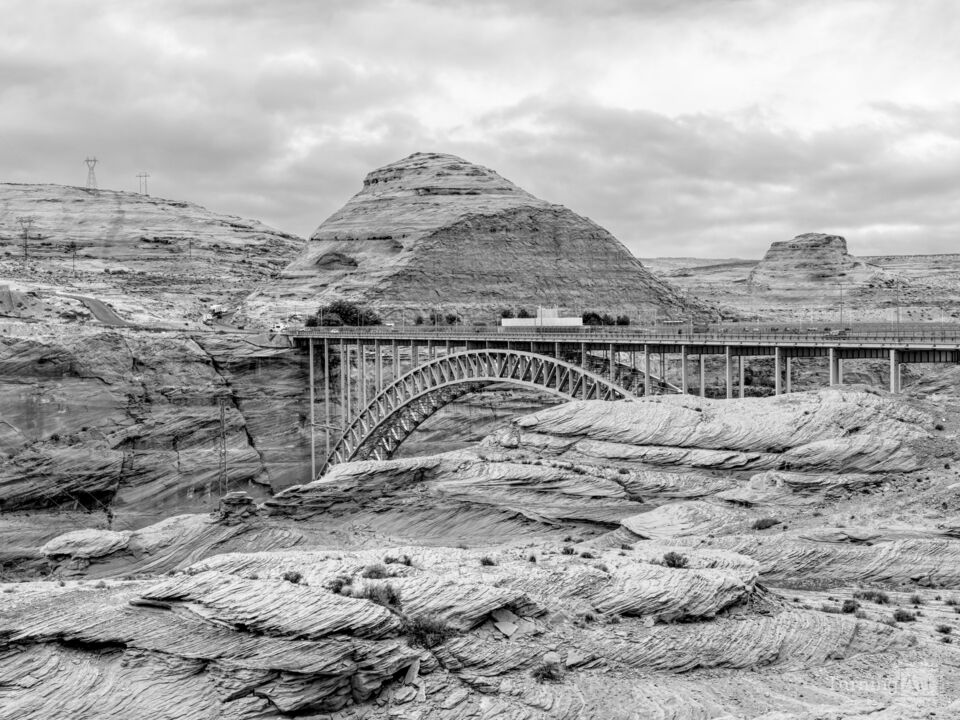 Glen Canyon Dam Bridge Grayscale