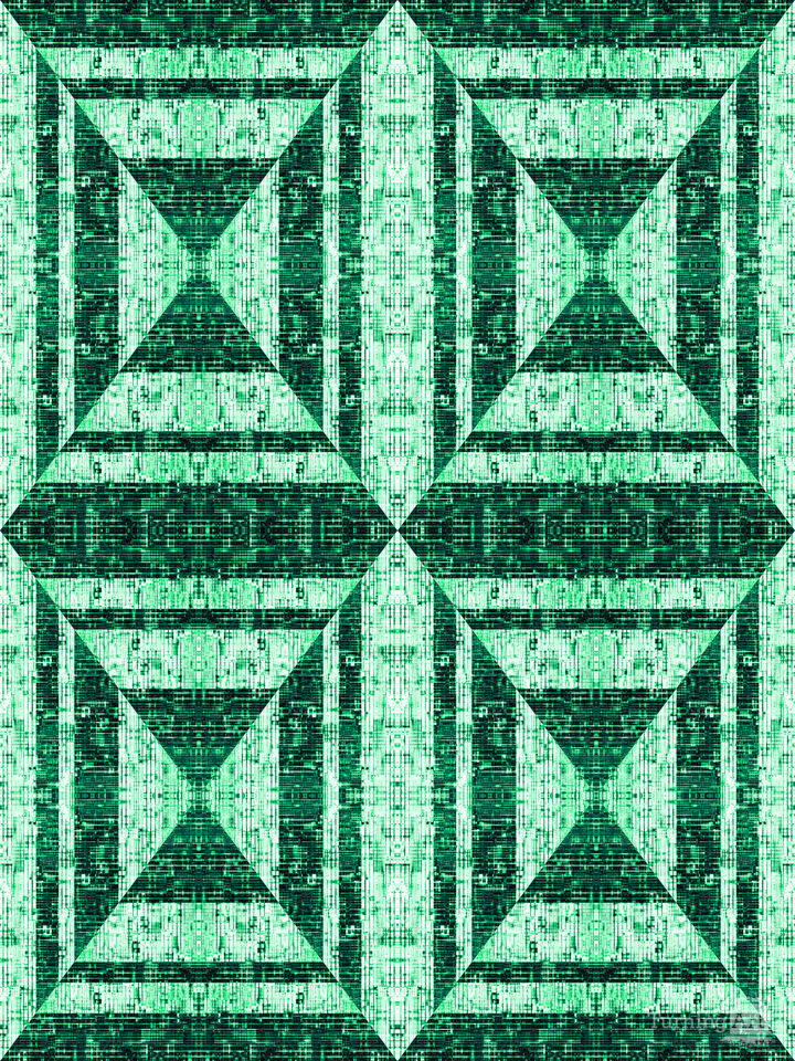 COMPUTER GENIUS 6 EMERALD MINT GREEN GEOMETRIC ABSTRACT