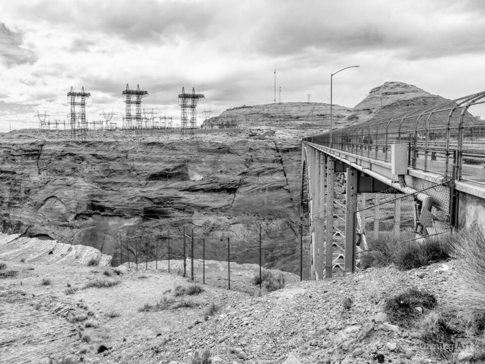Beside Glen Canyon Dam Bridge Grayscale