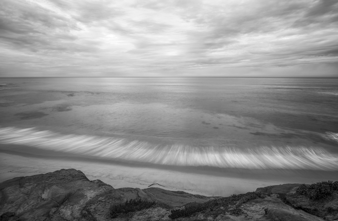 Wipeout Beach - Delicate Waves in Black and White