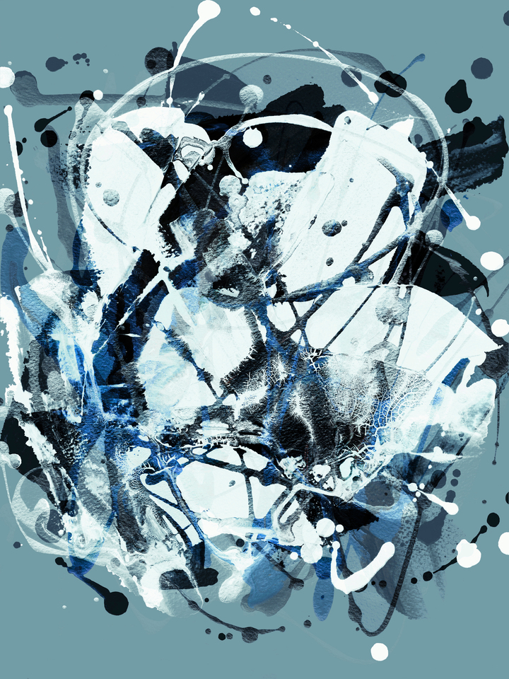 SOFTLY WHISPER 1 BLUE - ABSTRACT EXPRESSIONIST ORGANIC PAINTING