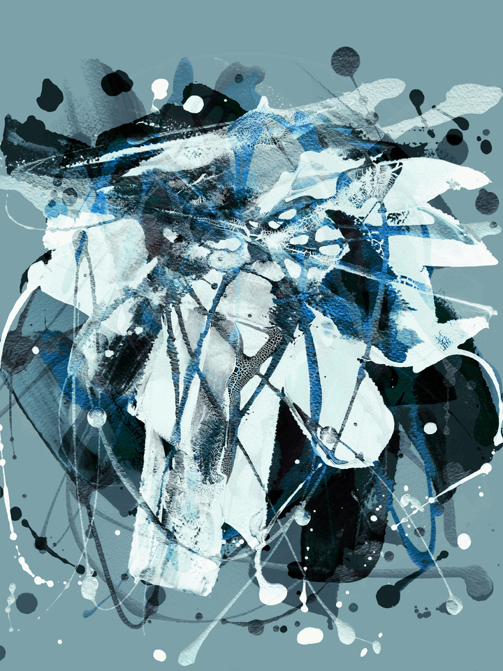 SOFTLY WHISPER 2 BLUE - ABSTRACT EXPRESSIONIST ORGANIC PAINTING