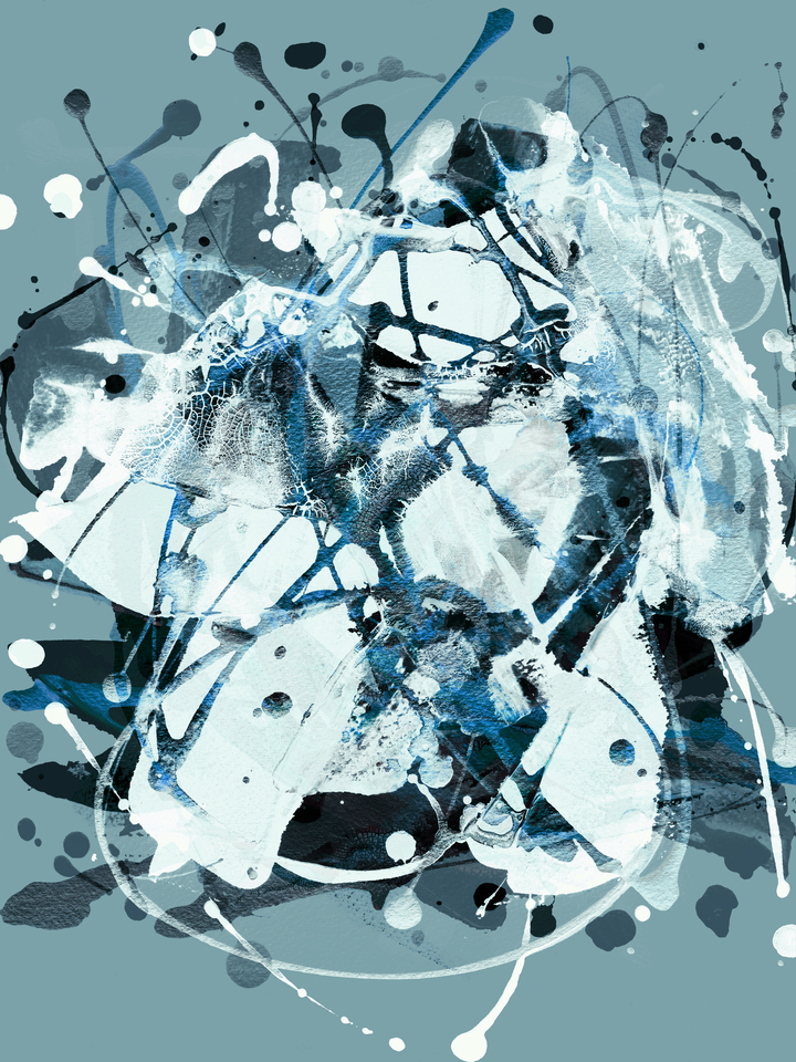 SOFTLY WHISPER 3 BLUE - ABSTRACT EXPRESSIONIST ORGANIC PAINTING