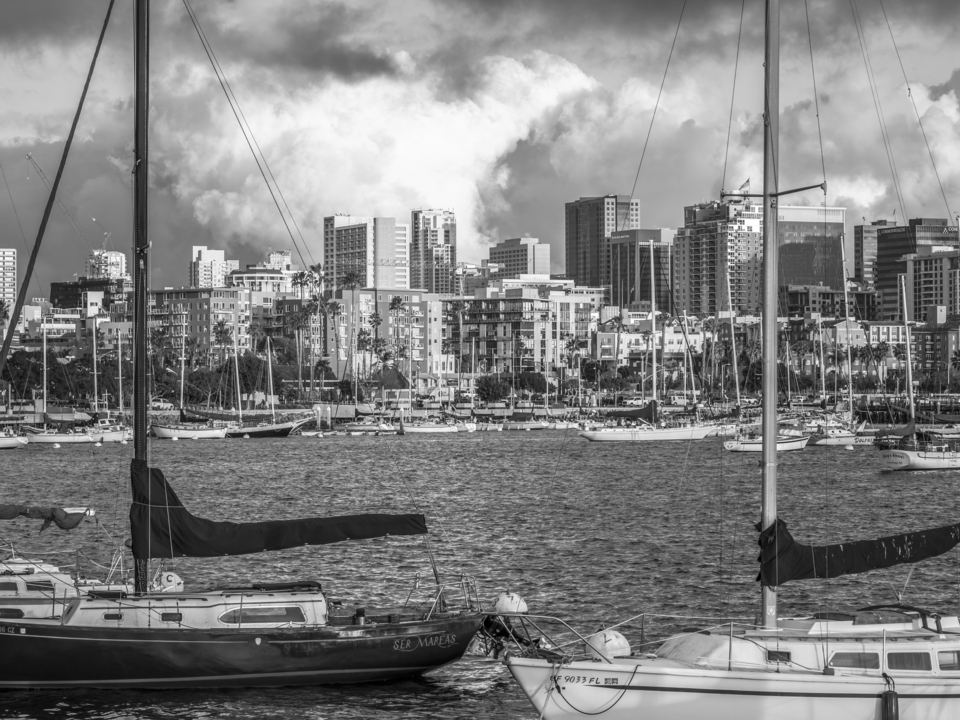 Dramatic Clouds - San Diego Skyline Monochrome 
