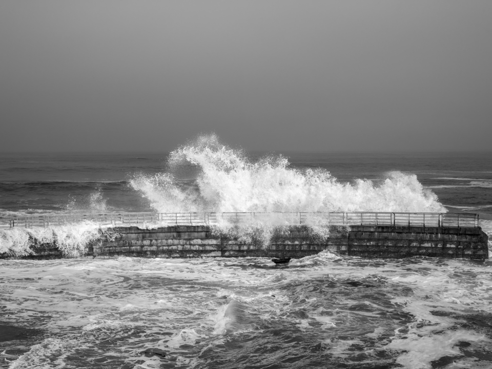 Dramatic Surf Impact Monochrome - La Jolla 