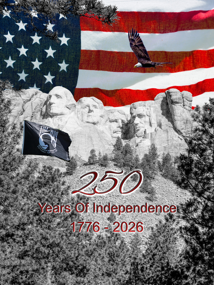 Mount Rushmore Tree Framed America 250 Selective Color Vertical