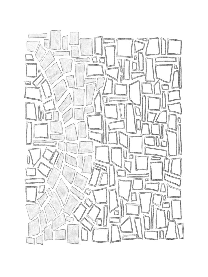 MODERN AZTEC 1 (OF 2) WHITE GREYSCALE TRIBAL ABSTRACT SHAPES