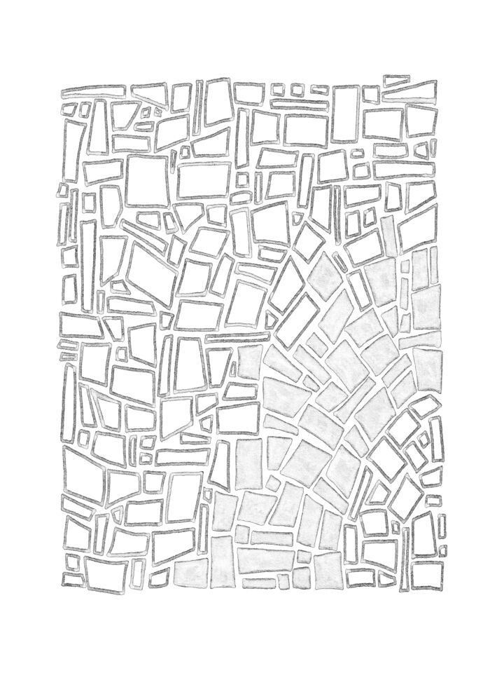 MODERN AZTEC 2 (OF 2) WHITE GREYSCALE TRIBAL ABSTRACT SHAPES