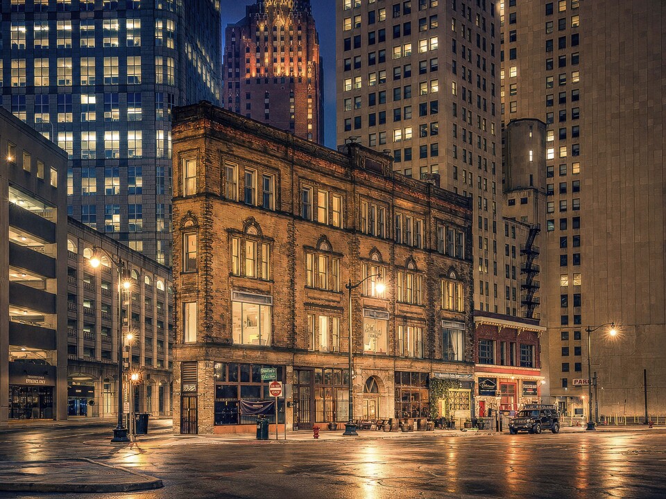 The Reid Flatiron at Night Detroit Michigan 