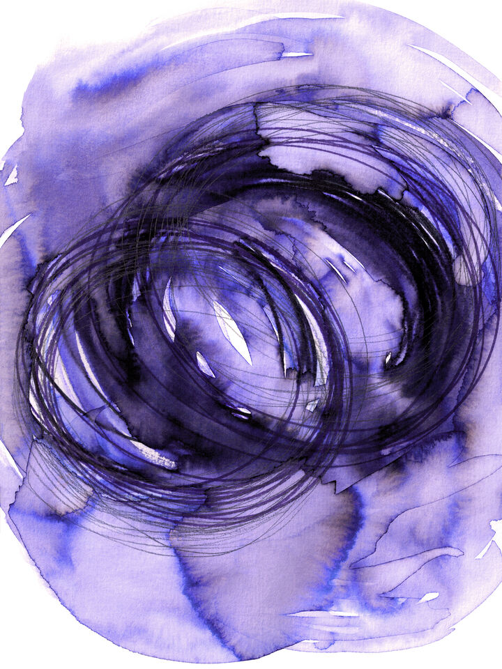 SISTER VORTEX BOLD PURPLE WATERCOLOR ABSTRACT SHAPES