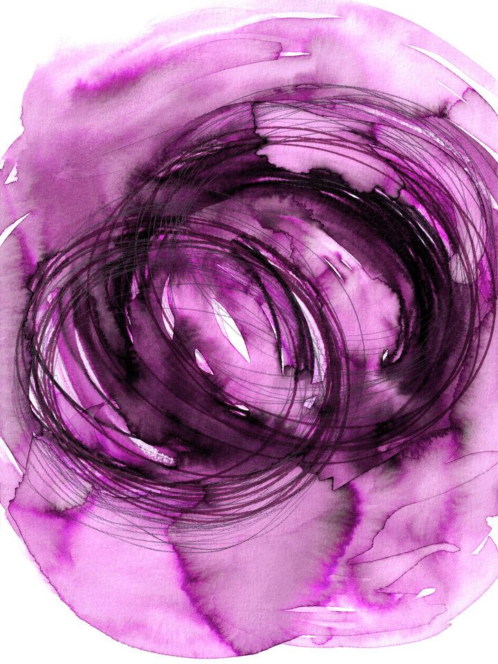 SISTER VORTEX BOLD PLUM FUCHSIA WATERCOLOR ABSTRACT SHAPES