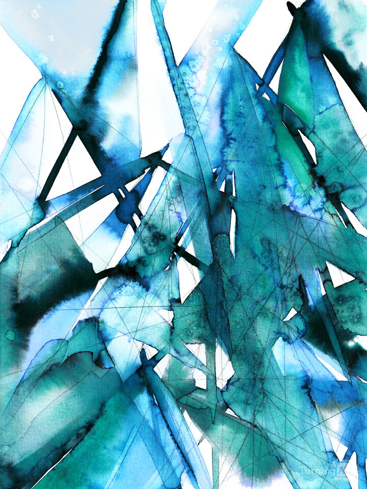 GUIDING LIGHTS 2 - ABSTRACT LINEAR WATERCOLOR PAINTING