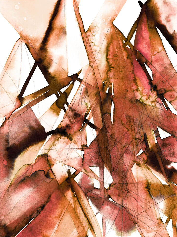 GUIDING LIGHTS 6 - ABSTRACT LINEAR WATERCOLOR PAINTING
