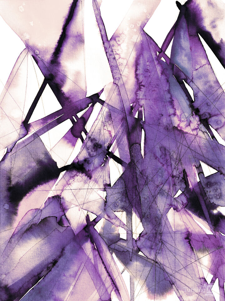 GUIDING LIGHTS 7 - ABSTRACT LINEAR WATERCOLOR PAINTING