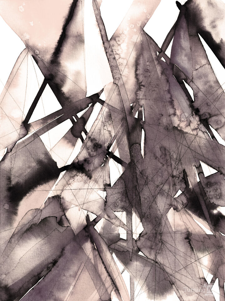 GUIDING LIGHTS 9 - ABSTRACT LINEAR WATERCOLOR PAINTING