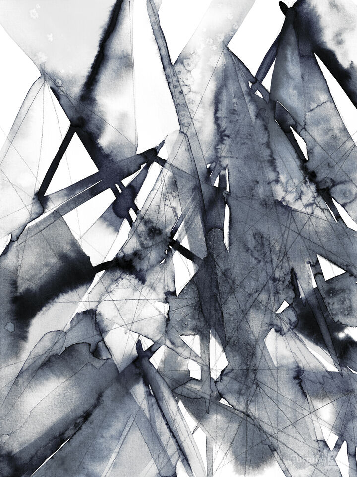 GUIDING LIGHTS 10 - ABSTRACT LINEAR WATERCOLOR PAINTING