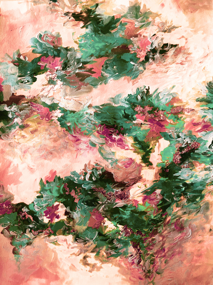 WHEN WE WERE MERMAIDS, TROPICAL ISLE - ABSTRACT LANDSCAPE PAINTING