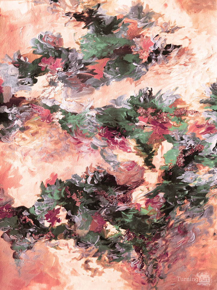 WHEN WE WERE MERMAIDS, WARM SUNSET - ABSTRACT LANDSCAPE PAINTING