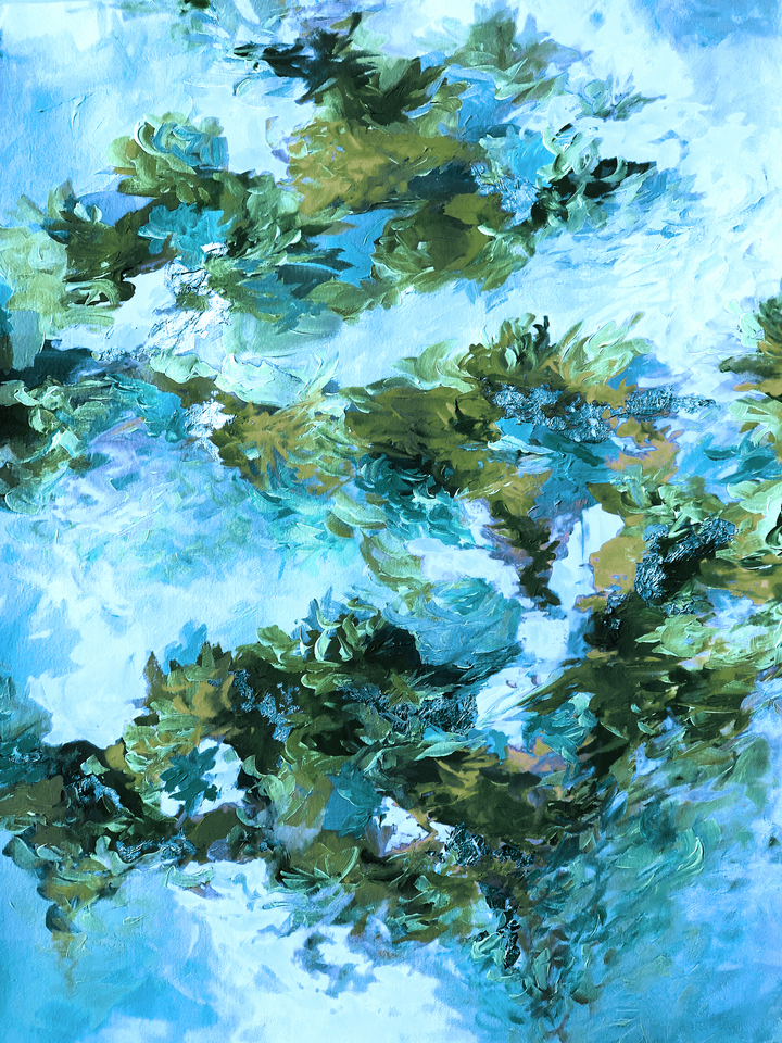 WHEN WE WERE MERMAIDS, LAZY DAZE - ABSTRACT LANDSCAPE PAINTING