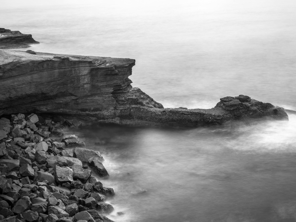 Coastal Cliffside Monochrome 