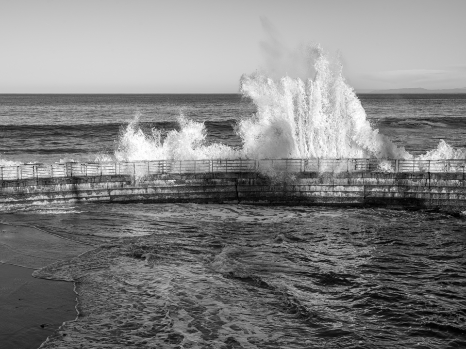 Dramatic Surf Impact Monochrome - La Jolla