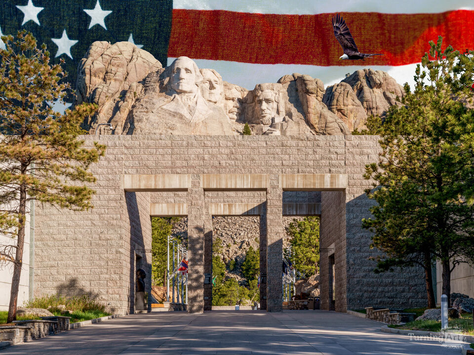 Entering Mount Rushmore American Flag
