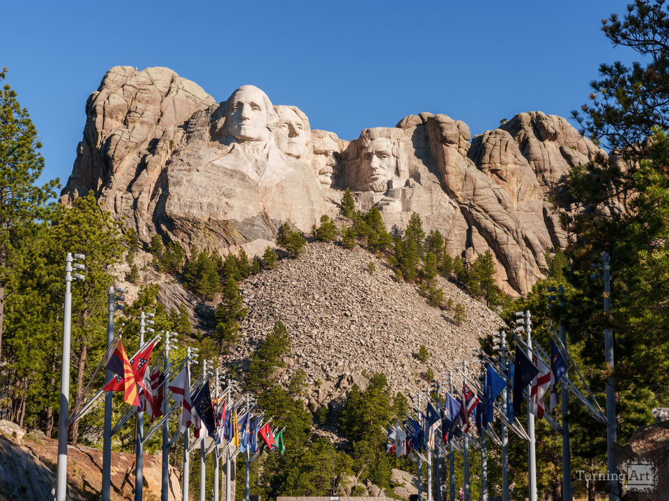 Mount Rushmore Above State Flags