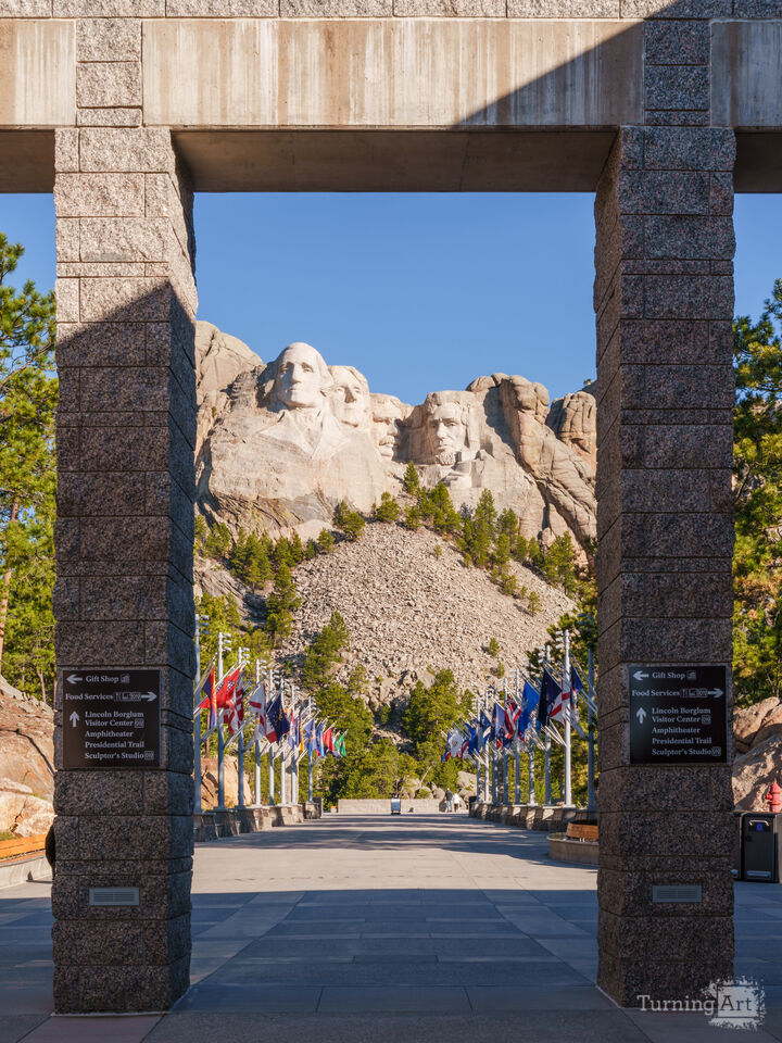 Mount Rushmore Between Columns Vertical