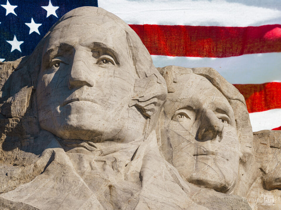 Mount Rushmore Washington And Jefferson Flag