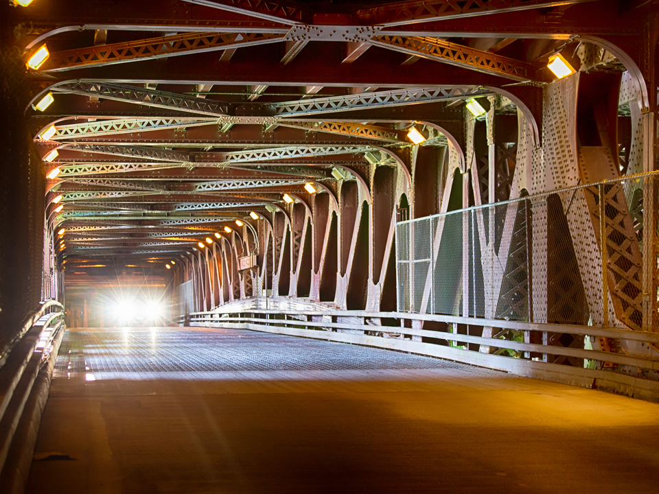 Wells Street Bridge Lights Chicago