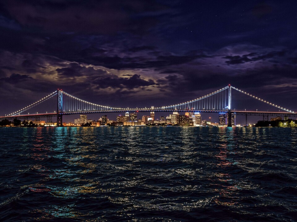 Ambassador Bridge Under the Detroit Night Sky