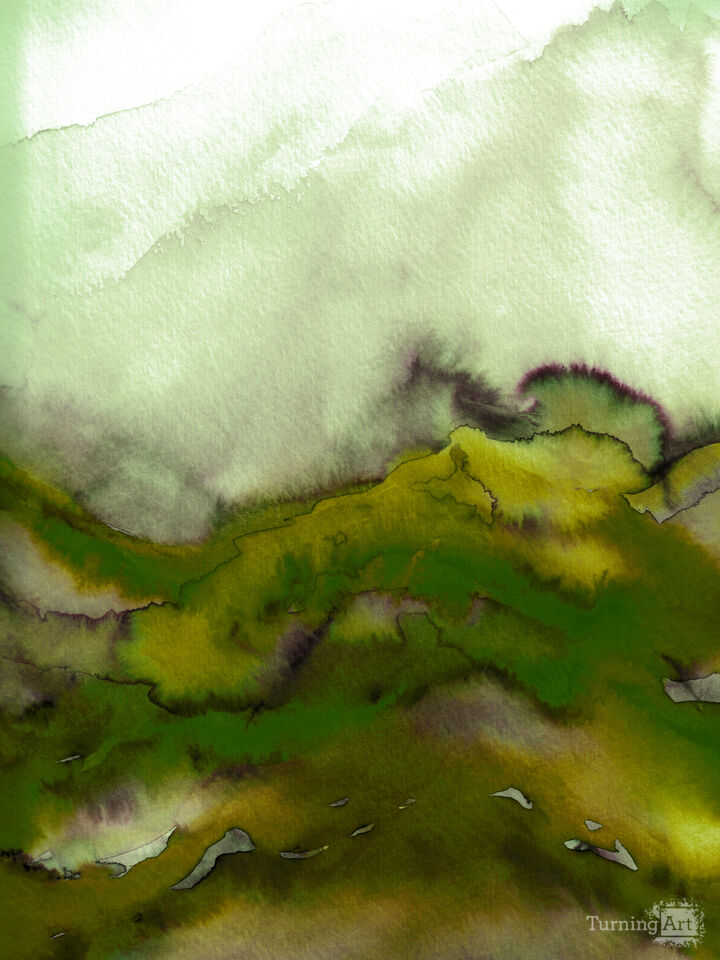 WINTER WAVES 3 - COLORFUL WATERCOLOR ABSTRACT LANDSCAPE