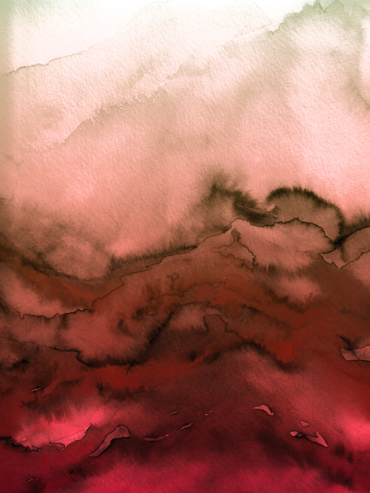 WINTER WAVES 5 - COLORFUL WATERCOLOR ABSTRACT LANDSCAPE