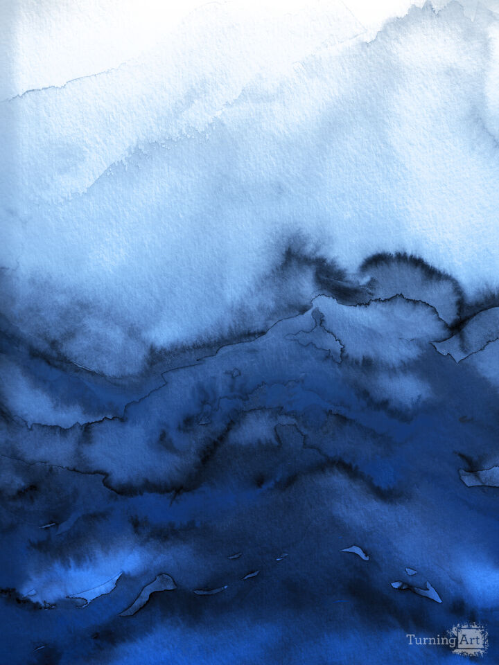 WINTER WAVES 6 - COLORFUL WATERCOLOR ABSTRACT LANDSCAPE
